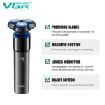 ماشین اصلاح موی صورت چرخشی وی جی ار مدل V-325 - Image 3