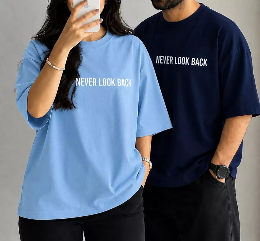 تیشرت طرح NEVER LOOK BACK